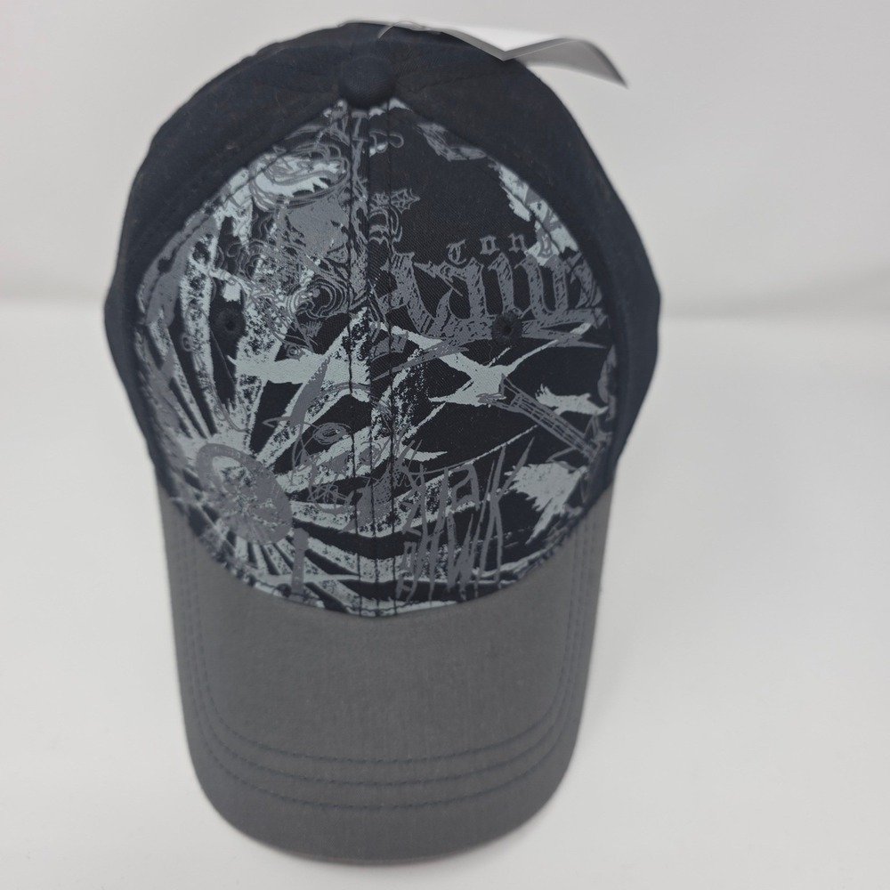 Tony Hawk Baseball Cap 56cm Graphic Print 100% Cotton Jet Black Grey 2010s